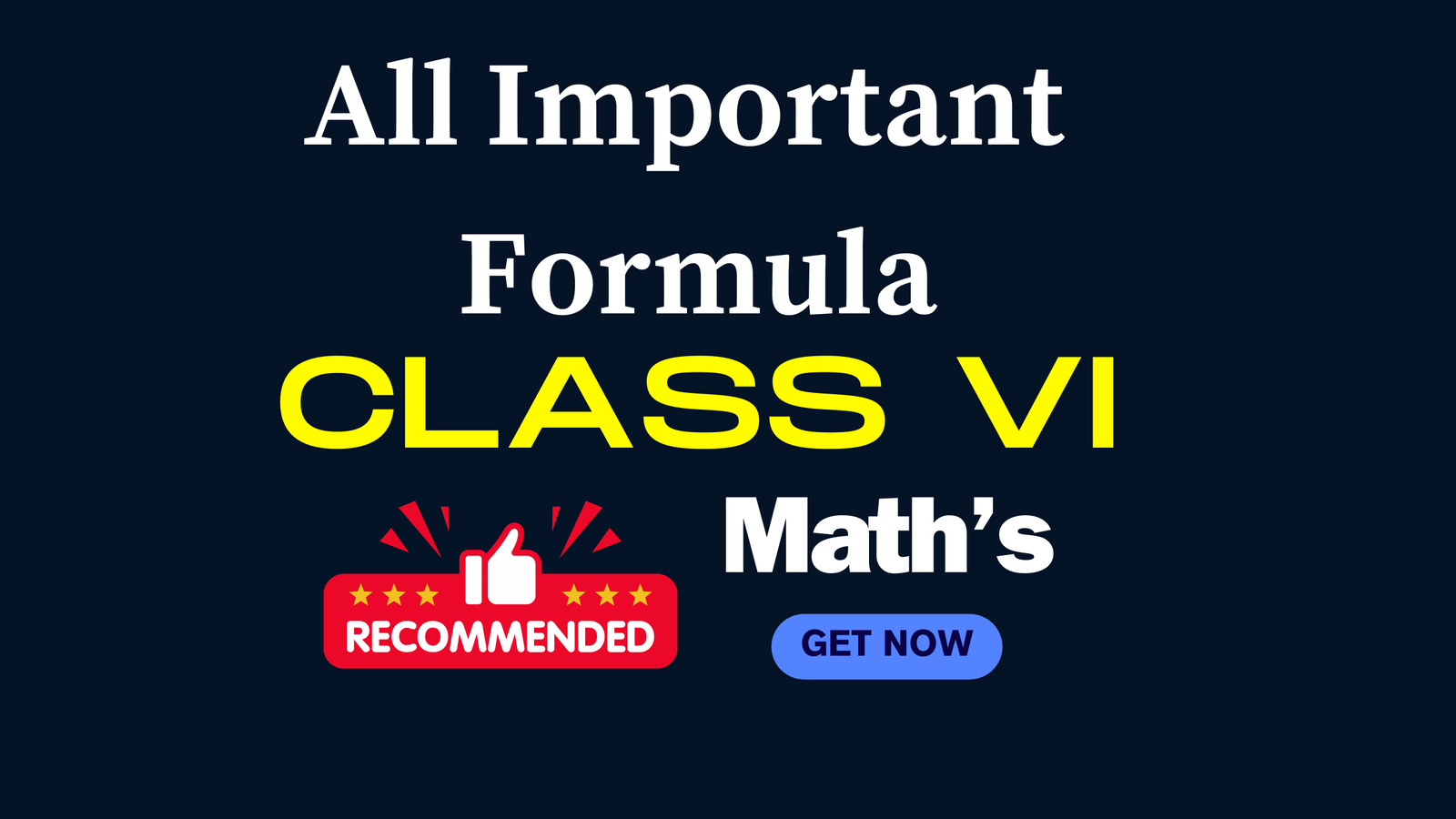 All Important Math's Formula Class VI